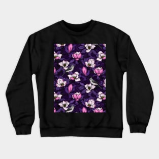 Blooming magnolia and titmouse bird 4 Crewneck Sweatshirt